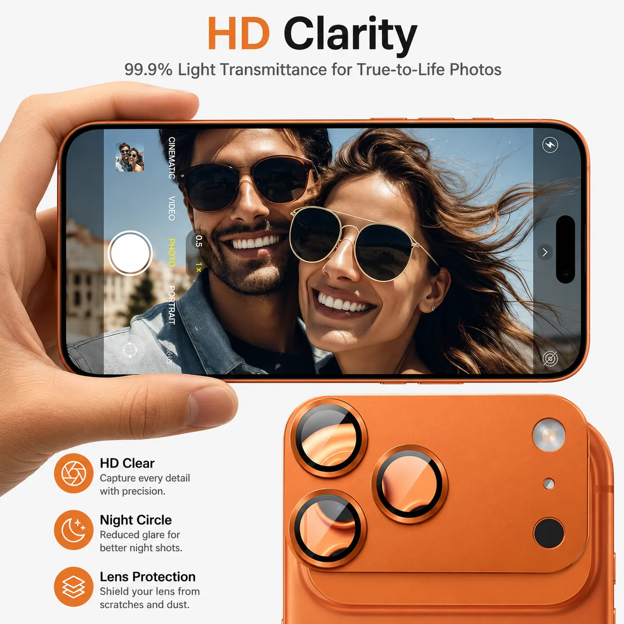 Pelicula de Vidro Camera Traseira iPhone 17 Pro Laranja Pelicula de Vidro Camera Traseira iPhone 17 Pro Laranja