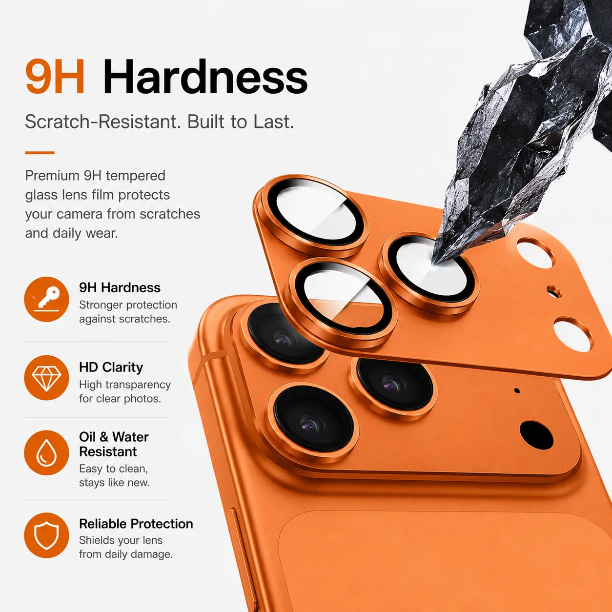 Pelicula de Vidro Camera Traseira iPhone 17 Pro Laranja Pelicula de Vidro Camera Traseira iPhone 17 Pro Laranja