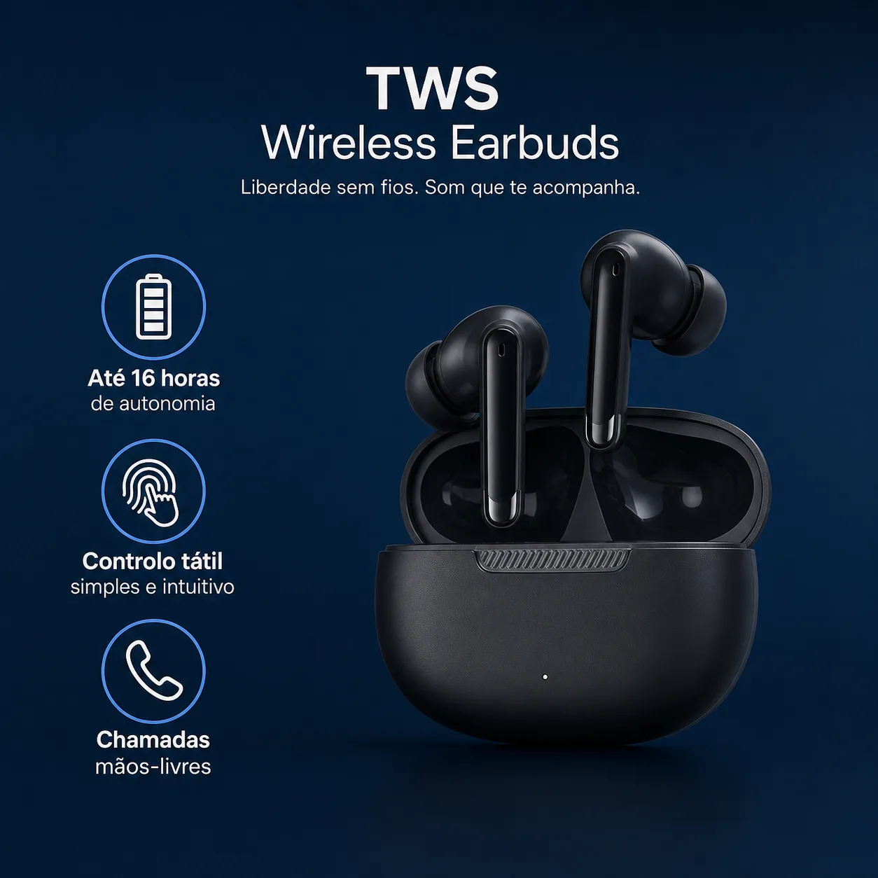 Auriculares TWS ACCETEL EPW165B / EPW165W Sem Fios Auriculares TWS ACCETEL EPW165B EPW165W sem fios preto