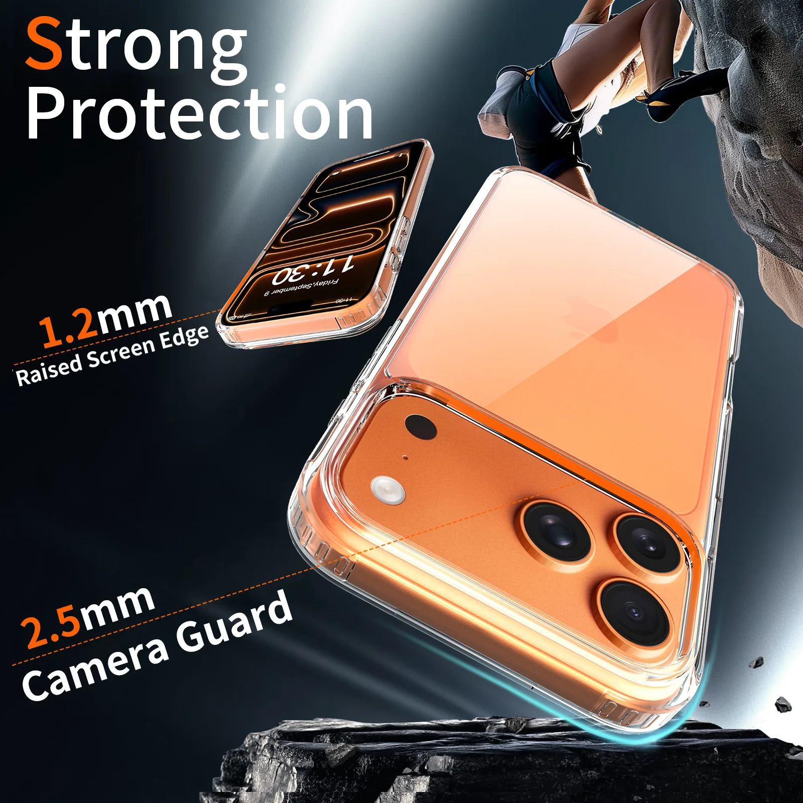 iPhone 17 Pro Max Capa Anti-Choque Capa transparente TPU PC anti-choque para iPhone 17 Pro Max