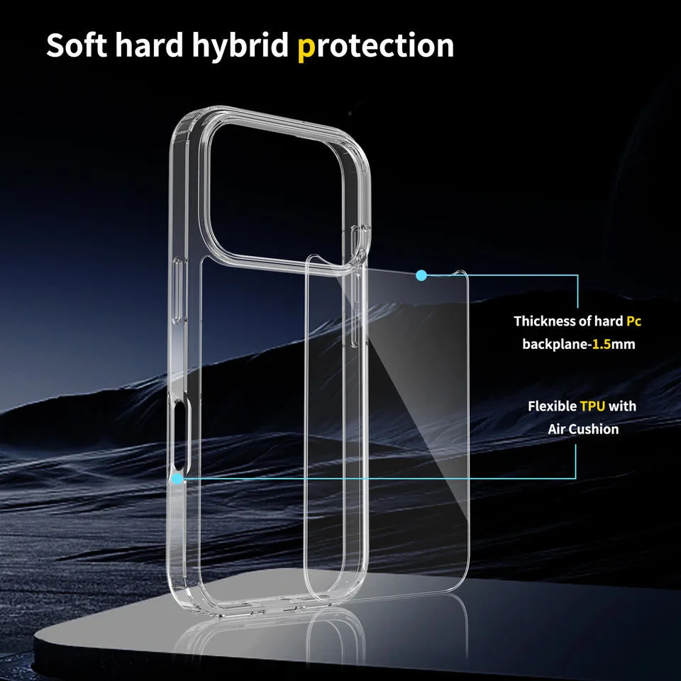 Capa iPhone 17 Pro Anti-Choque Cristal Transparente Capa iPhone 17 Pro Transparente Anti-Choque - imagem 3