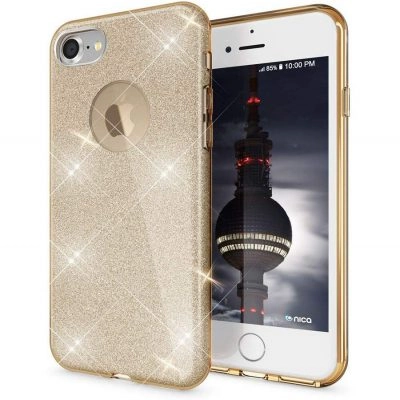 Capa iPhone 8 iPhone 7 Purpurina Brilhante - Dourado