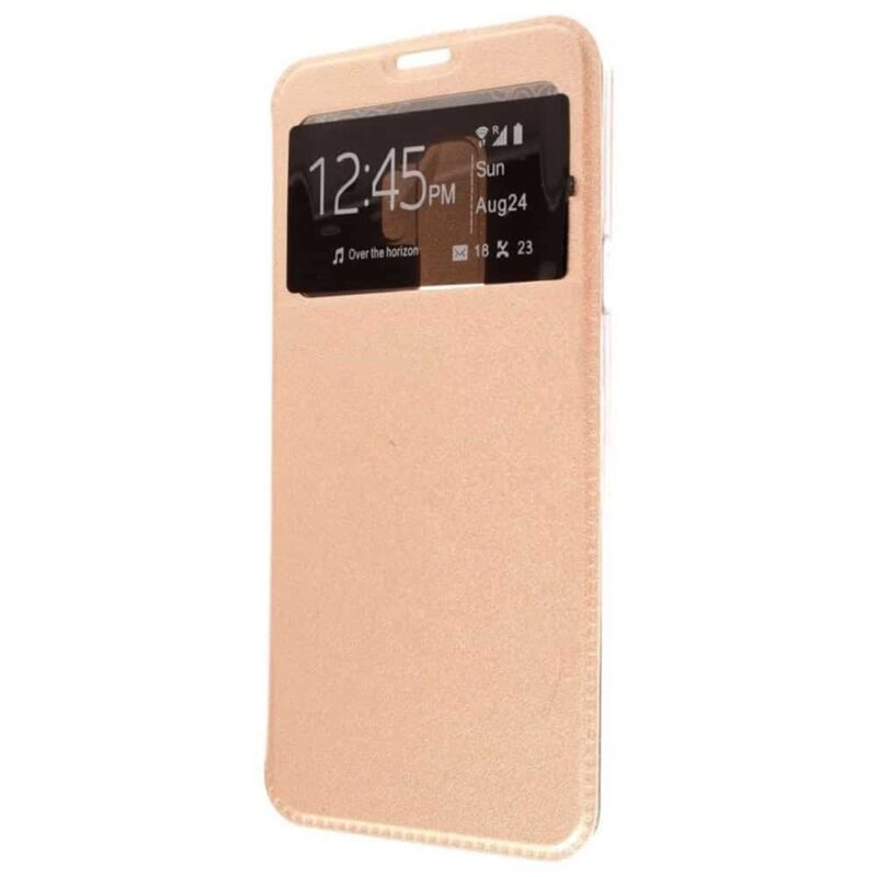 Capa Flip Huawei Y6 2018 com Janela – Dourado