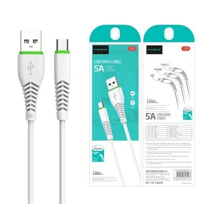 Cabo USB para Micro USB (Maimi - 5A - 1M - Branco)