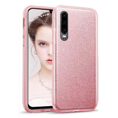 Capa Huawei P30 Purpurina Brilhante - Dourado Rosa