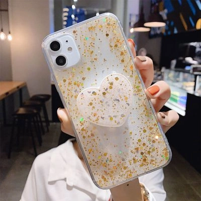 Capa iPhone Star Glitter com Suporte - Dourado