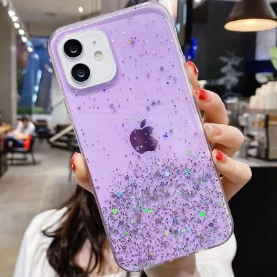 Capa iPhone 11 12 Pro Max Star Glitter _ Roxo