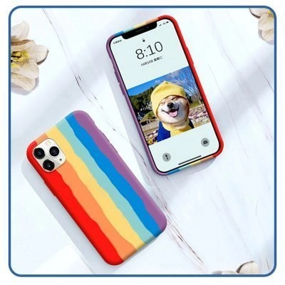 Capa iPhone 12 Silicone Líquido Arco-Íris