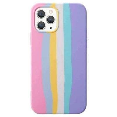 Capa iPhone 11 12 12 pro SE 2020 Silicone Líquido Arco-Íris Rosa