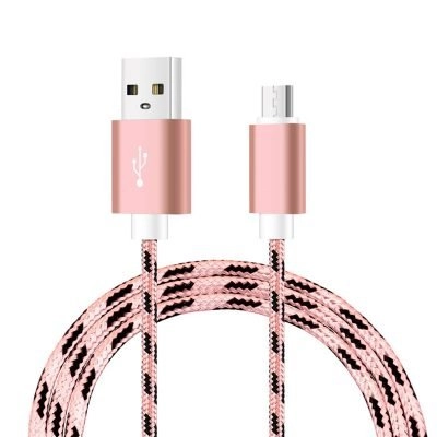 Cabo trançado Micro usb 2_4A Dourado Rosa