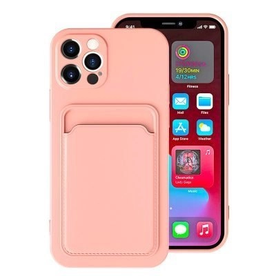 Capa Silicone Liquido com suporte para cartões - Rosa Areia