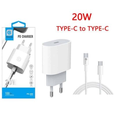 Carregador PD - A66 Charger Gloria 20W Branco (Type-C para Type-c)_