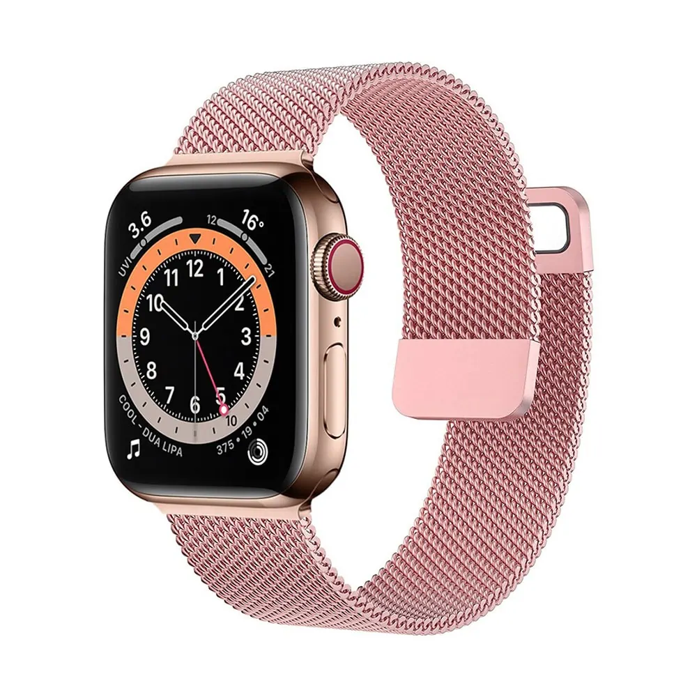 Pulseira Bracelete Milanese Apple Watch Dourado Rosa