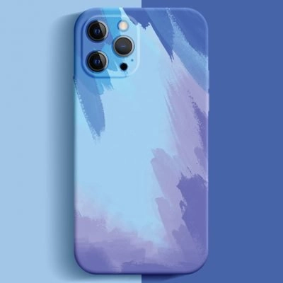 Capa iPhone 12 Pro Max Silicone Aquarela - Azul