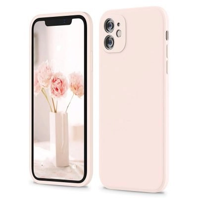 Capa iPhone 11 12 Silicone Líquido Premium - Rosa Areia