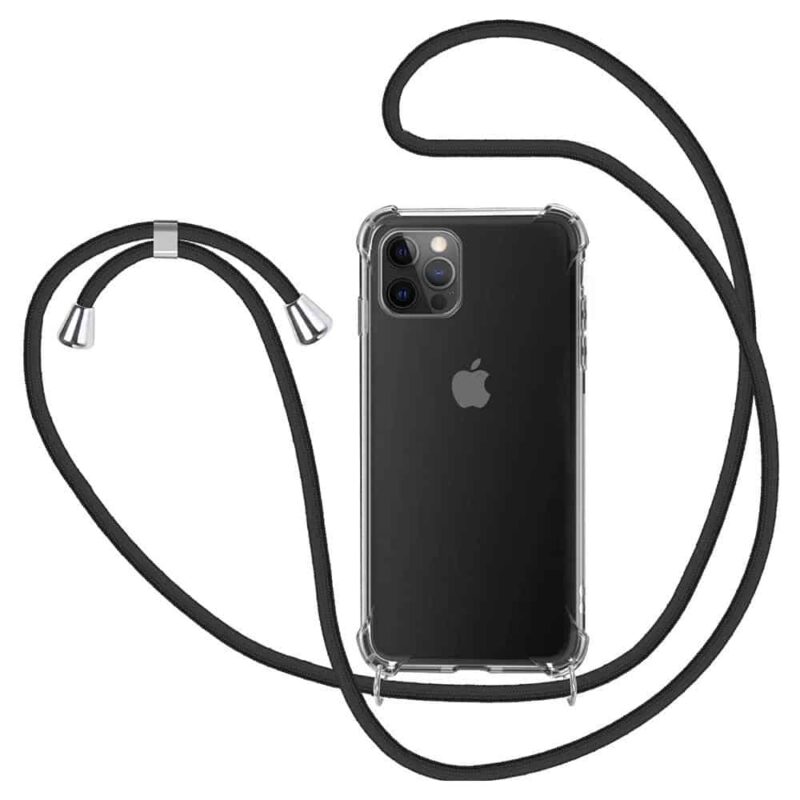 Capa iPhone 12 Pro Max Antichoque com Cordão - Preto