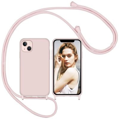 Capa iPhone 13 com Cordão - Rosa Areia