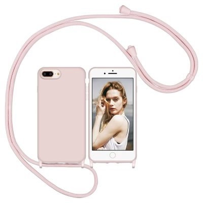 Capa iPhone 7 Plus | iPhone 8 Plus com Cordão - Rosa Areia