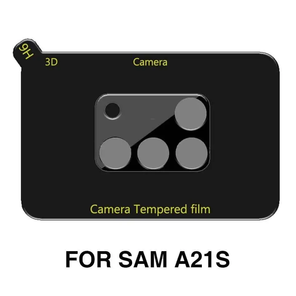 Película de Vidro Temperado Câmera Traseira Samsung Galaxy A21S - Premium Preto