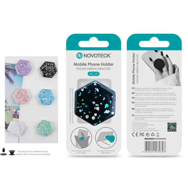 Suporte Pop Socket para Telemóvel Glitter Star