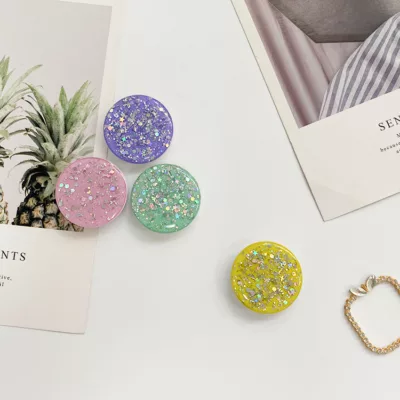 Suporte Pop Socket para Telemóvel Glitter Círculo