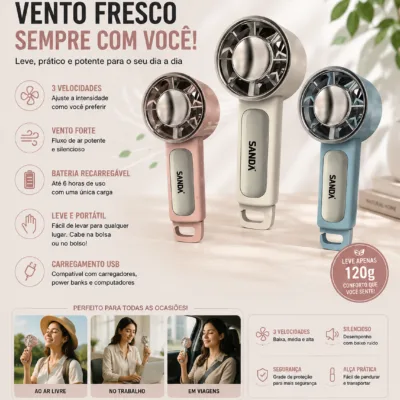 Ventoinha Portatil SANDOX USB em varias cores