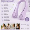 Hanging Neck Fan 360 USB lilas com 3 velocidades