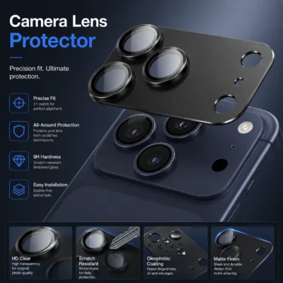 Pelicula de Vidro Camera Traseira iPhone 17 Pro - Preto