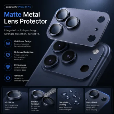 Pelicula de Vidro Camera Traseira iPhone 17 Pro - Azul