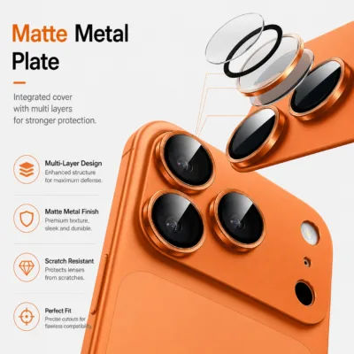 Pelicula de vidro camera traseira iPhone 17 Pro Max laranja