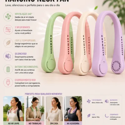 Hanging Neck Fan 360 USB em varias cores