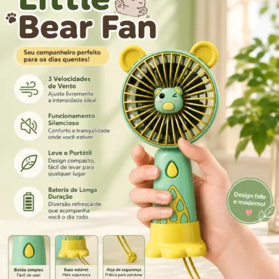 Ventoinha Portatil Little Bear USB verde com carregamento USB