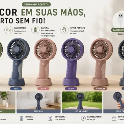Conjunto de ventoinha portatil USB com base em varias cores