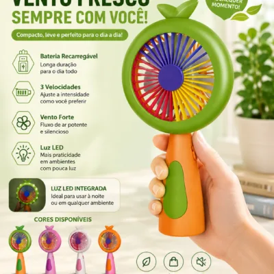 Mini Fan USB Luz LED verde e laranja portatil