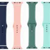 Bracelete silicone Apple Watch em azul, rosa, verde, menta e branco