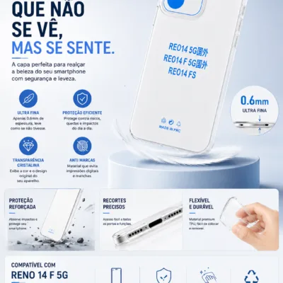 Capa OPPO Reno14 F 5G Transparente HD