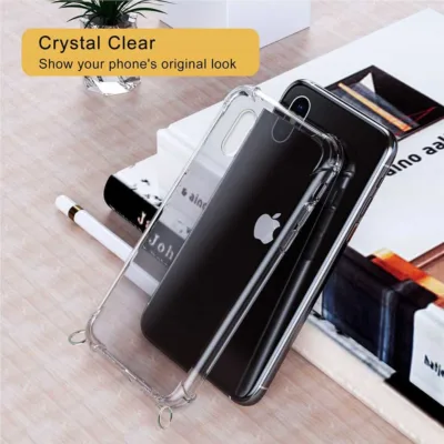 Capa iPhone X XS antichoque transparente com cordão