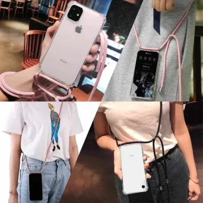 Detalhe capa iPhone X XS com furos para cordão