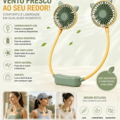Ventilador de Pescoco DianDi USB com dupla saida de ar