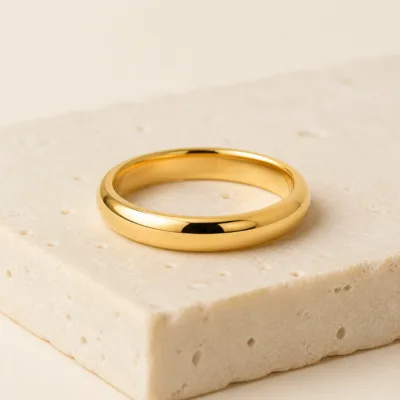 Anel Dourado Liso Arredondado 3 mm, referência 4305-Q032