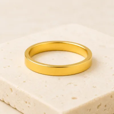 Anel Dourado Liso Plano 3 mm, referência 4305-Q034