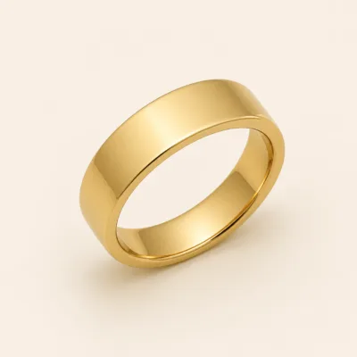 Anel Dourado Liso Plano 4 mm