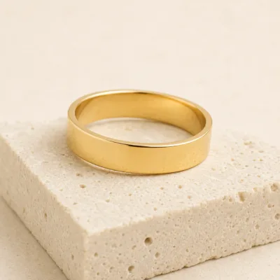 Anel Dourado Liso Plano 4 mm, referência 4305-Q035