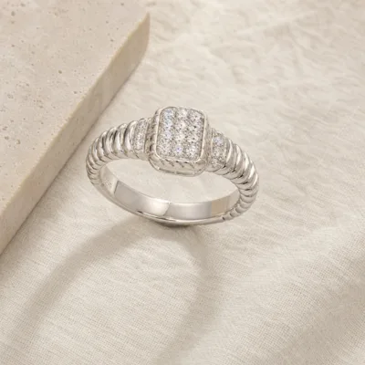 Anel Prateado Zircónias Painel Retangular, referência 4918-Q013-2