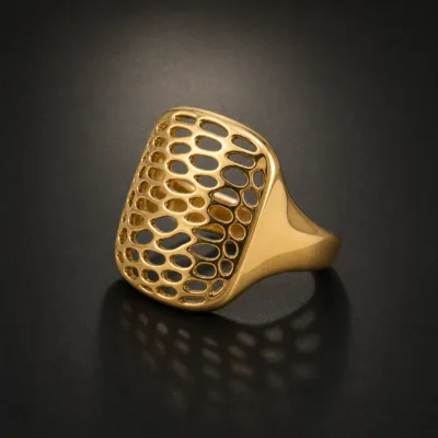 Anel Dourado Escudo Rendilhado, referência 5082-K001-5A