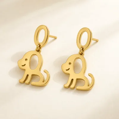 Brincos Dourados Cachorrinho Vazado, referência 83243-01-1