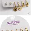 brincos pendentes olho azul 83446-08 com três pares dourados Variante A