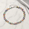 Tornozeleira Prateada com Contas Coloridas, referência 83495-01-B