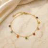 Tornozeleira Dourada com Flores Coloridas, referência 83495-06-A