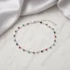 Tornozeleira Prateada com Missangas Coloridas, referência 83496-04-B